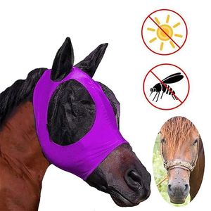 Small Animal Supplies 1PC Pferdefliegenmasken Anti-Mücken-Elastiknetz-Gesichtsschutz Waschbare Kopfbedeckung Outdoor-Reiten Reitausrüstung 231017