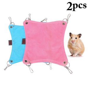 Kleine dierbenodigdheden 2 stks / set huisdier kooi hangmat voor hamster pluche warm slapen nest opknoping bed chinchilla cavia