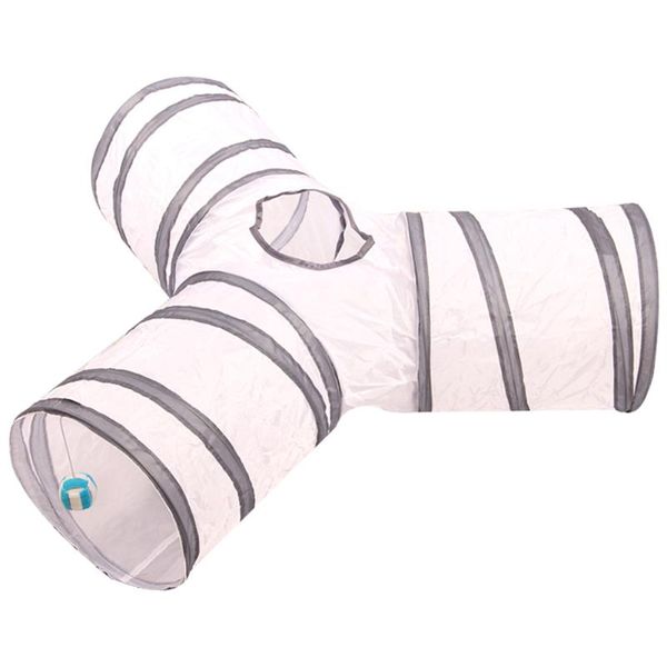 Petits animaux fournitures 3 voies drôle pliable chat Tunnel Tube Kitty ennuyé jouets pour animaux de compagnie Peek trou jouet chiot chaton intérieur