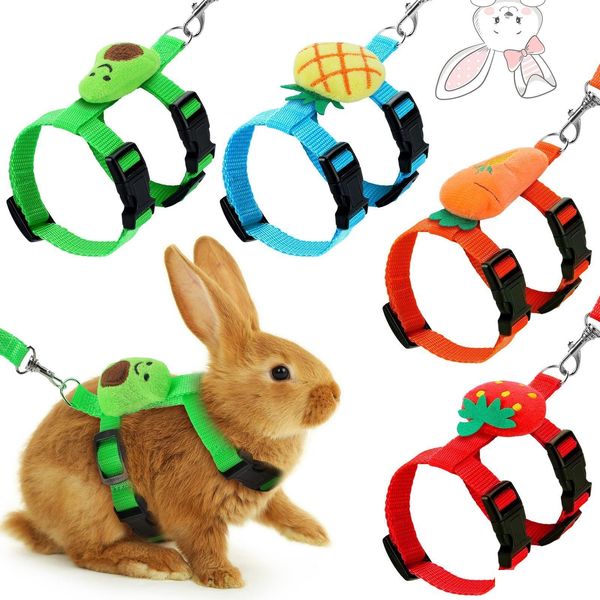 Small Animal Supplies Adjustable Bunny Rabbit Harness and Lash Set Pet Migne Vest Ferret Guinée Pig avec des décorations pour chaton chiot OTJ3A