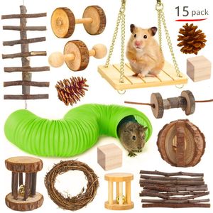 Combinatie van kleine dierbenodigdheden Hamsters Hamsters Konijnen Rat Toys Hamster Set Pet Pet Guinea Parrot Play Play Molair Wooden 230211