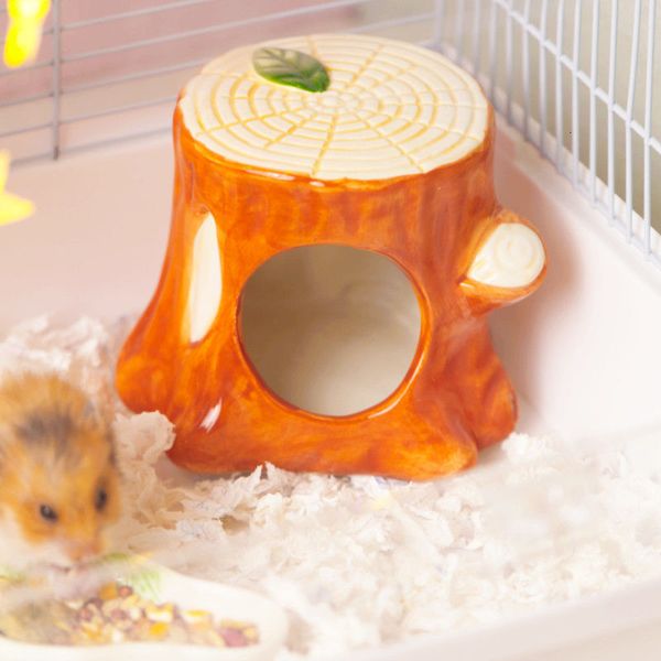 Petit animal fournitures mignon Hamster maison porcelaine animal de compagnie cochon d'inde lit nid pour rongeur Chinchilla 230710