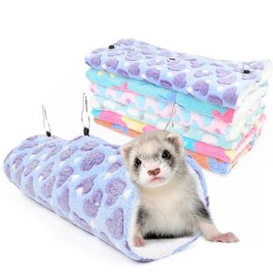 Fournitures pour petits animaux mignon Hamster Rat écureuil suspendu hamac balançoire nid Cage pour animaux de compagnie lit de couchage en peluche métal Design confortable