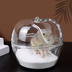 Kleine dierbenodigdheden Hamster Bathtub Sand Bath Accessoires Rodent Rodes Verwijderbare container Box Acryl Plastic Pet