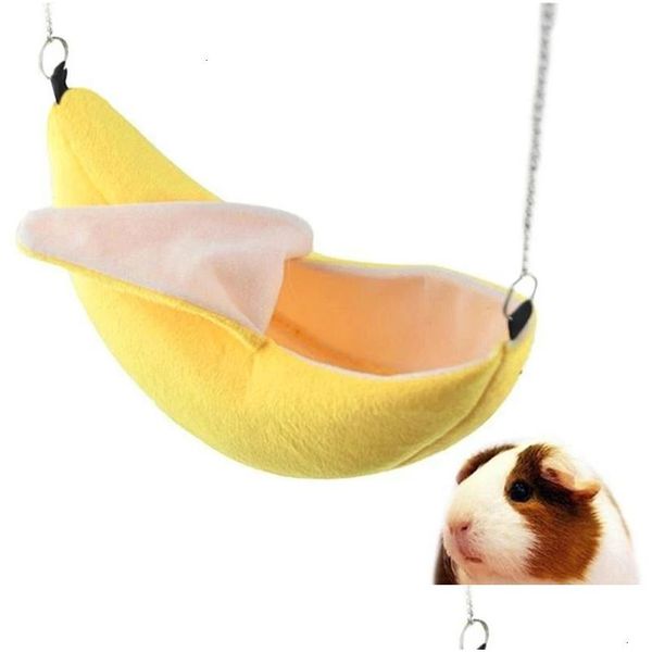 Small Animal Supplies Hamster Cotton Nest Banana Shape House Hammock Bunk Bed Toys Cage For Sugar Glider Bird Pet 240412 Drop Livraison Otdnv