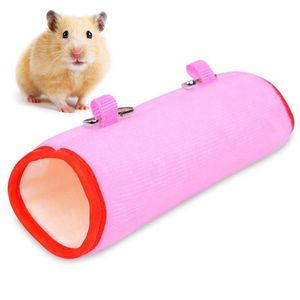 Klein dier levert hamster tunnel hangmat voor kooi huisdier slaapbed opknoping cavia fret tube speelgoed pluche warm rust beddengoed