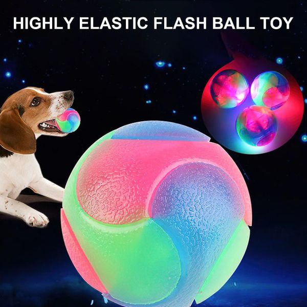 Suministros para animales pequeños L/S SizeLight Up Dog Balls Flashing Elastic Ball LED Perros Glowing Pet Color Light Juguetes interactivos para cachorros y gatos
