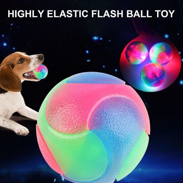 Fournitures pour petits animaux L S SizeLight Up Dog Balls Clignotant Élastique Ball LED Chiens Rougeoyant Pet Couleur Lumière Jouets Interactifs Pour Puppy330H