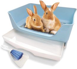 Fournitures pour petits animaux Grand bac à litière pour lapin Ensemble de bac de toilette à coin rond avec tiroir facile à nettoyer pour hamster adulte Cochon d'Inde FerretBunny 230925