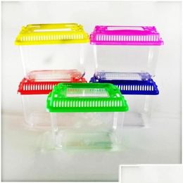 Fournitures pour petits animaux Little Pet Rabbit House Mini Clear Hamster Cage Cute Transparent Plastic Goldfish Turtle Bowl Avec Portable Ha Dhkeb