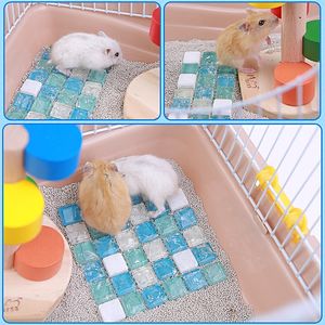 Suministros para animales pequeños, estera de enfriamiento para mascotas, piedra de vidrio de verano, cama fresca para hámster, almohadilla de enfriamiento para Chinchilla, jaula para hámsteres, camas para casa, conejo 455 D3