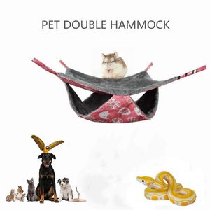 Fournitures pour petits animaux Hamac pour animaux de compagnie Double couche doux hiver chaud Chinchilla hérisson écureuil nid suspendu Hamster lit de couchage animaux de compagnie