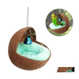 Fournitures pour petits animaux Maison pour animaux de compagnie Hamster Cobaye Écureuil Néerlandais Slee Nest Ronde Coquille De Noix De Coco Perroquet Nids D'oiseaux En Stock Drop Deli Dhs23