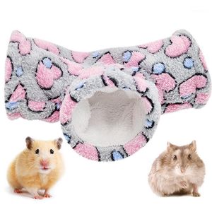 Fournitures pour petits animaux Rats pour animaux de compagnie Hamsters Tunnel à 3 voies Jouet en peluche Doux Animaux pliables Cochons d'Inde Jouant Tube Jouets Hiver Chaud Dormir B