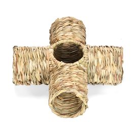 Small Animal Supplies Rabbit Grass House Bunny Tunnel Tube Nest Paille Woven Toys pour hamster 230710