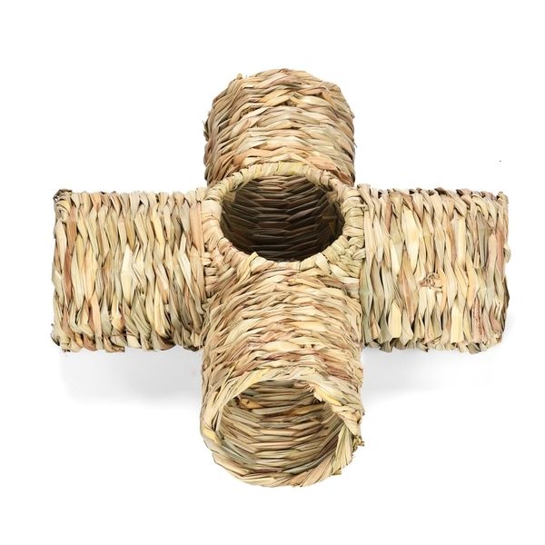 Small Animal Supplies Rabbit Grass House Bunny Tunnel Tube Nest Paille Woven Toys pour hamster 230710