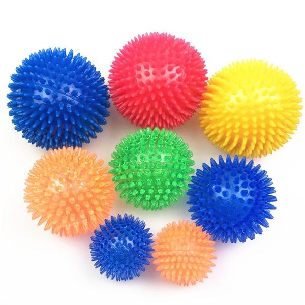 Suministros para animales pequeños TPR, entrenamiento interactivo suave, juguetes para perros y gatos, juguete con sonido, Limpieza de dientes chirriante, Bola de espinas para masticar