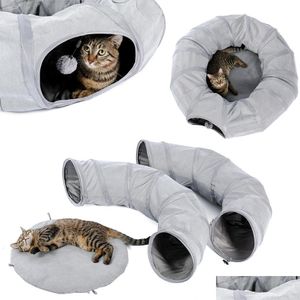 Small Animal Supplies Tunnels Cat Tunnel Ronde training speelgoed opvouwbaar nestkruisbed interessant speelbuis voor dieren grijs grappig dr otetu