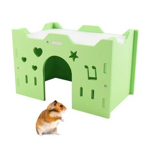 Klein Dier Levert Hout Hamster House Star Heart Design Cage Hideout voor Cavia Rat