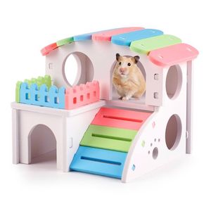 Kleine Dierenbenodigdheden Houten Hamster Schuilplaats Huis Eekhoorn Egel Villa Huisdier Habitat Accessoires Chinchilla Cavia's202P