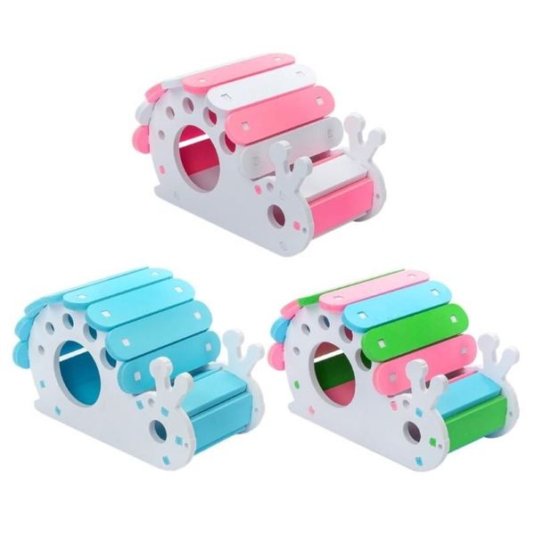 Cabane de jeu en bois colorée pour petits animaux, fournitures pour escargots, taille adaptée aux hamsters 287W