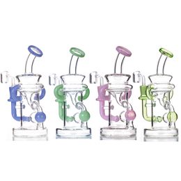 Kleine Bongwater Glas Bong Hookahs 14mm Vrouwelijke gewricht Bubbler Waterpijpen 8,2 inch Olie Dab Rig met kwartsbanger of kom 4 kleuren