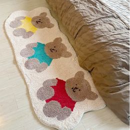 Petit ours tapis Ins mignon tapis de chevet pour enfants chambre d'enfants bébé tapis de jeu tapis de sol antidérapant chambre esthétique décor à la maison 240111