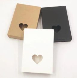 kleine zwart wit bruine papieren lade doos hol hart kerstcadeau verpakking 24pcs/lot kraftpapier kartonnen geschenkdozen voor bruiloft