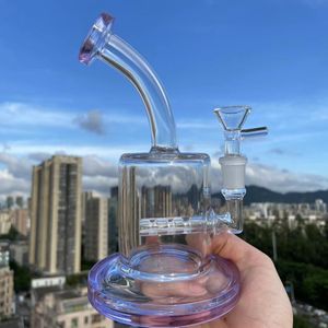 Pequeño Bong Waterpipe Hookahs Recyler Oil Rigs Bubbler dab rig toro vidrio grueso bongs de agua claro perc chicha shisha con 14 mm banger