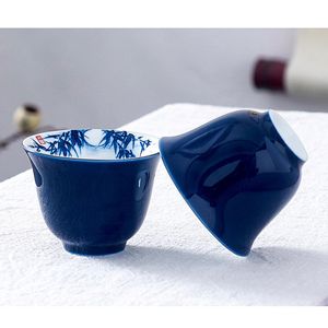 Petit bol bleu peint à la main en céramique Jingdezhen tasse à thé ménage