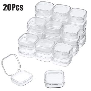 Kleine Dozen Vierkante Transparante Plastic Doos Sieraden Opbergdoos Afwerking Container Verpakking Opbergdoos Voor Oorbellen 3.5 Cm 2024307