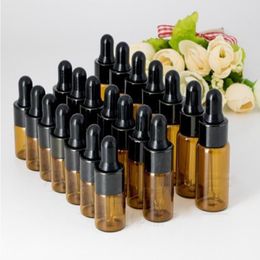 Pequeño vidrio marrón 1 ml 2ml 3ml 5ml Vials E-liquid Bottle Bottle Glass Perfume Muestra de aceite esencial Botella de Juice 2000pcs/Lot Luctg