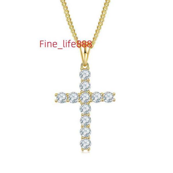 Petit vrac fait à la main en argent sterling grand pendentif croix à breloque unique hip hop croix moissanite pendentif collier pour hommes femmes