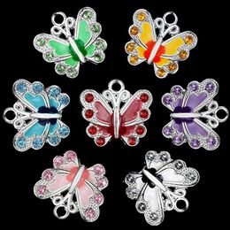 Petit papillon émail perles breloque bricolage pour la fabrication de bijoux porte-clés pendentif collier Bracelet 7 couleurs breloques perle mélange couleur