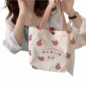 Kleine Canvas Vrouwen Tote Voedsel Tas Japanse Perzik Hand Lunch Tas Koreaanse Mini Student Handtassen Cott Doek Picknick Reizen Bento O5sI #