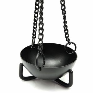 Petit brûleur de chaudron suspendu, pot d'encens noir pour bavures de chaudron, 2.75 pouces