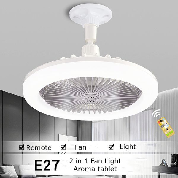 Ventilador de techo pequeño con luz E27 Fan Light 25 cm, 30 W LED de alto brillo, Breeze, para garaje, vestidor, baño, base de bombilla, interruptor de control remoto (solo luz de ventilador)