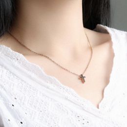 Kleine kinderen jongen meisje zilveren kleur kruis charme hanger ketting voor meisje cadeau 14K goud rosé goud mode-sieraden