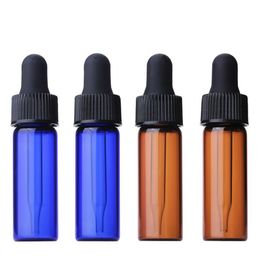 Kleine Clear Amber Blue Glass 4 ML Injectieflacons E-Liquid Dropper Flessen Mini Parfum Essential Oil Fles 1200PCS SN5461