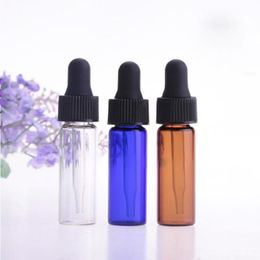 Small Clear Amber Blue Glass 4ml flacons e-liquide gouttes de compte-gouttes Mini parfum en verre Essential Huile E-Juice Bott