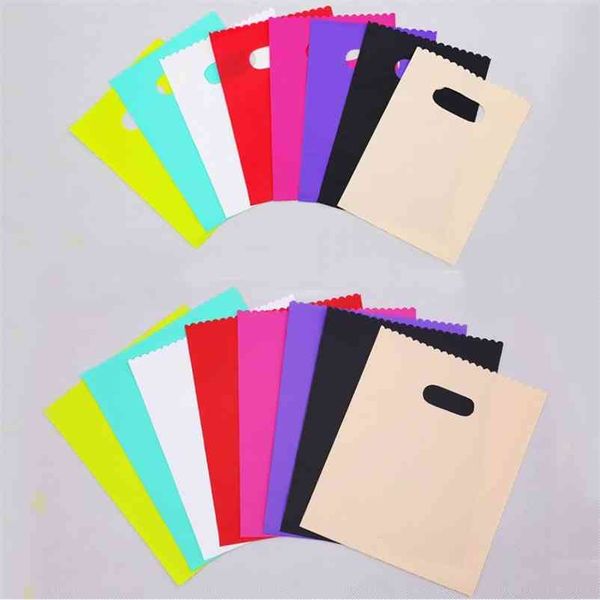 Petits sacs-cadeaux en plastique colorés, pochettes d'emballage de bijoux, sacs à provisions en plastique 100pcs / lot 210326