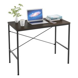 Escritorio pequeño para computadora, mesa de escritura simple, muebles de oficina para el hogar y el dormitorio para PC, portátil, estudio con patas de metal, negro, 76x100x52cm