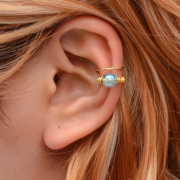 Petites perles de cristal poignets d'oreille pour les femmes filles en or en or sans pierre boucles d'oreilles