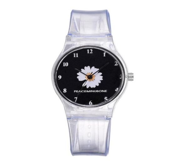 Small Daisy Jell Watch Étudiants Girls Migne Cartoon Chrysanthemum Silicone montres Band Transparentes Bouteau de boucle de boucle 5885766