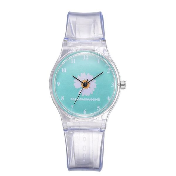 Pequeño Daisy Jelly Watch Estudiantes Niñas Cute Cartoon Crisantemo Relojes de silicona Dial azul Pin Hebilla Wristwatches262g