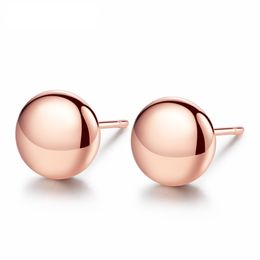 Pequeños y delicados pendientes de tuerca de plata s925 redondos de oro rosa, joyería de moda coreana, pendientes de temperamento, accesorios para mujer