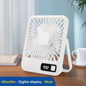 Small Desk Fan 7H Timing Ultra stille tafelventilator USB Oplaadbare koelventilator 5 snelheid krachtige windkantoren Fan 240403