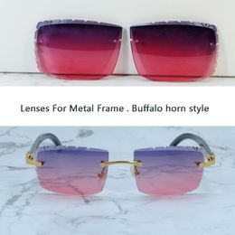 Kleine diamantgeslepen lenzen voor Carter 012 houten zonnebril, voor 012 buffelhoornbril, alleen lens zonnebrillens, kleurlens vierkante lenzen 1 gat