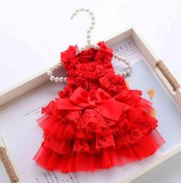 Robe de mariée de petit chien princesse Pet Vêtements Bow Knot Puppy Cat Party Robe Pomeranian Chihuahua Yorsies Costume Drop LJ28168210