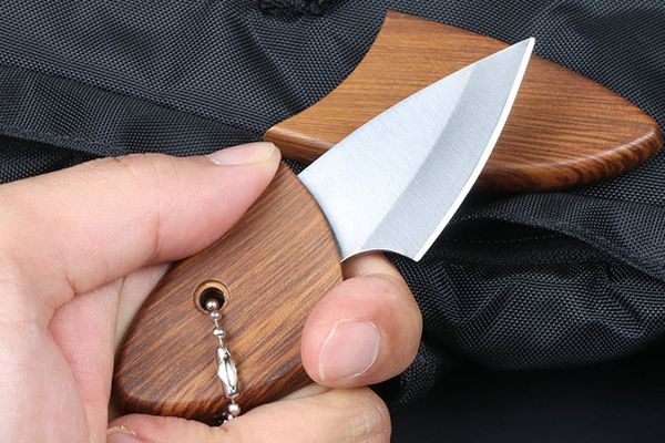 Pequeño cuchillo de bolsillo EDC D2 hoja satinada mango ABS llavero cuchillos equipo al aire libre para acampar senderismo